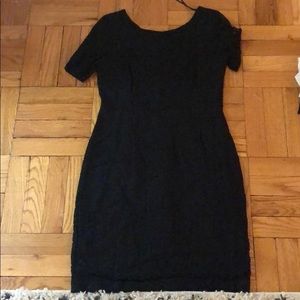 Reiss short sleeve black lace mini dress